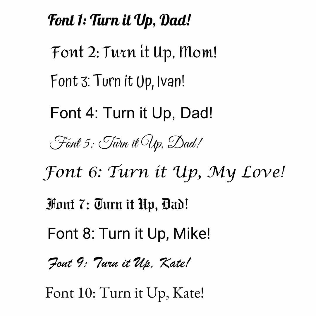 Custom engraved fonts options