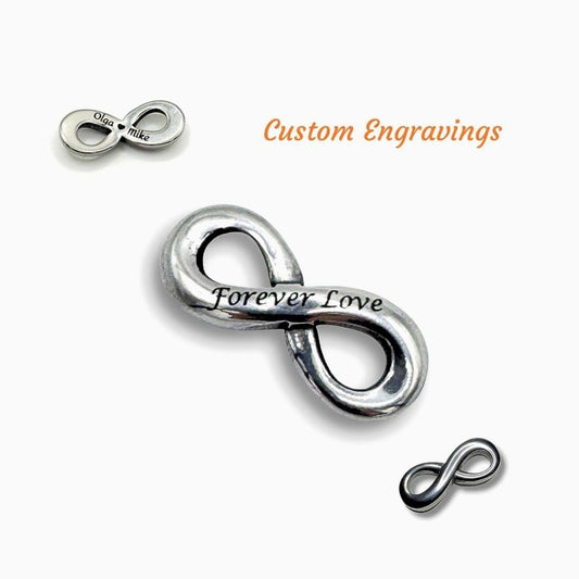 Custom Engraved Infinity Connector: Stainless Steel Charm for DIY Jewelry