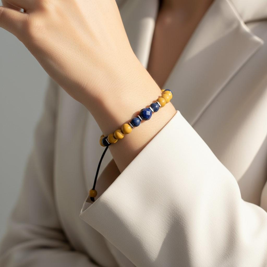 Lapis Lazuli & Mookaite Jasper Bracelet – Waterproof Adjustable Gemstone Bracelet