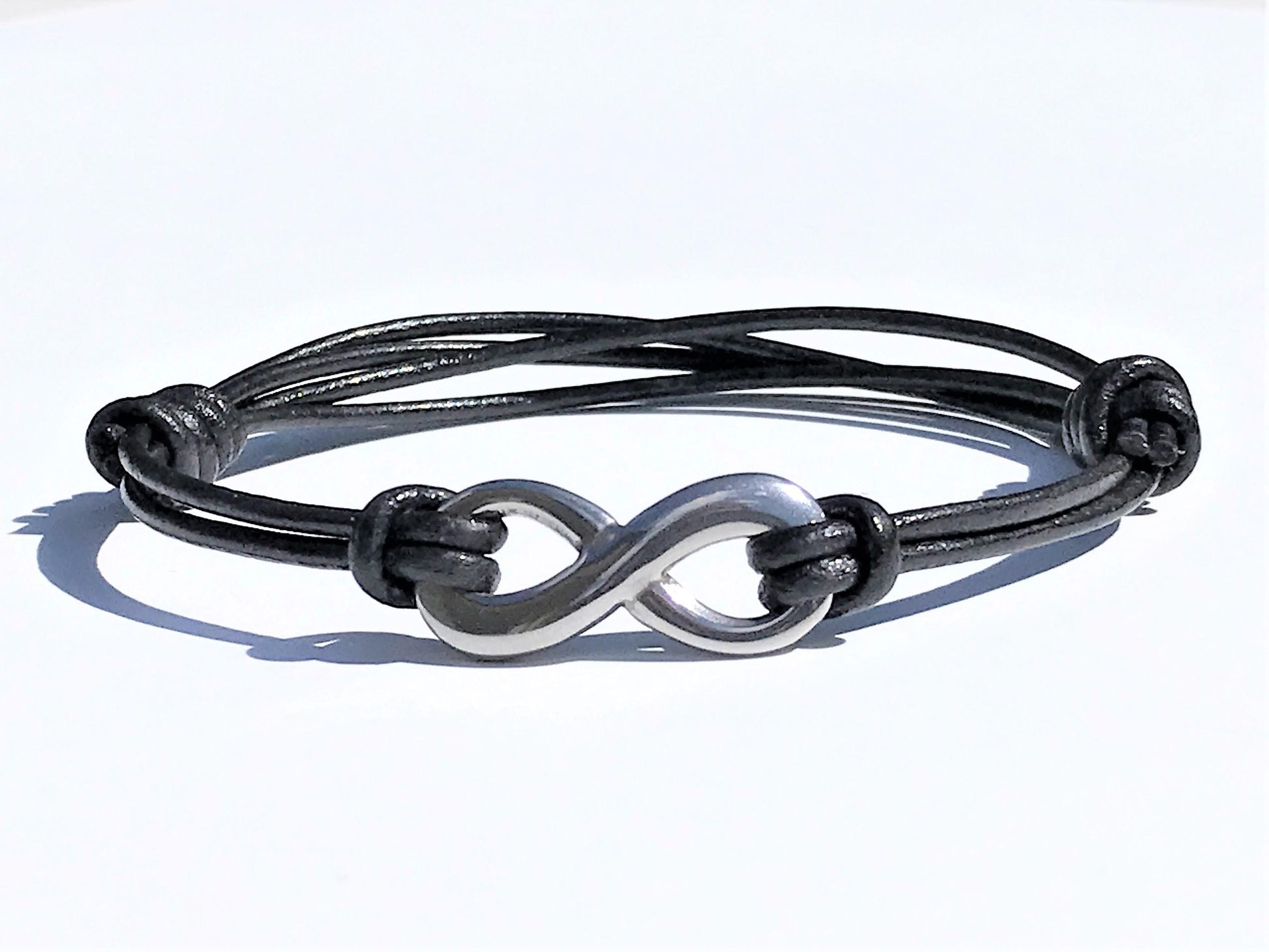 Personalized Infinity Bracelets for Couples, Engraved Leather Anniversary Gift - photo 11