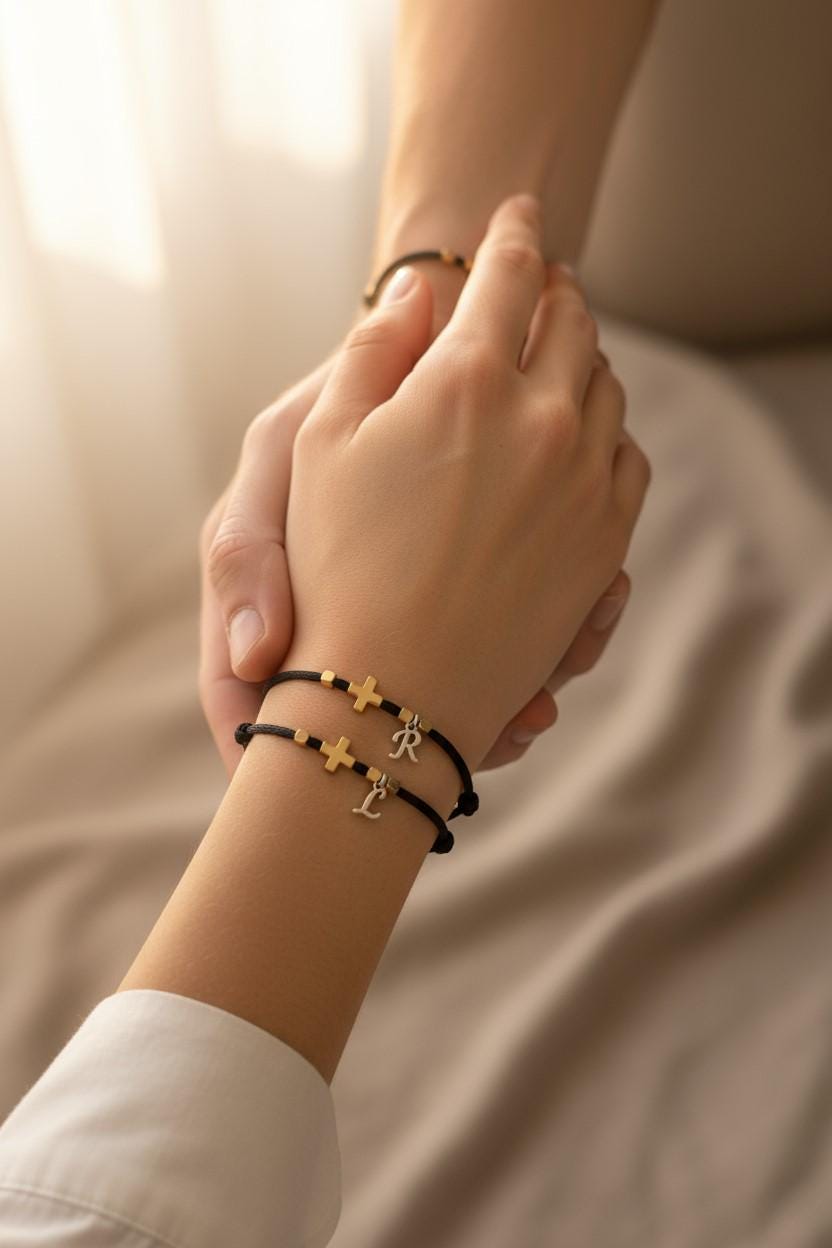 Matching Cross Bracelets for Couples – Personalized Waterproof Faith Jewelry