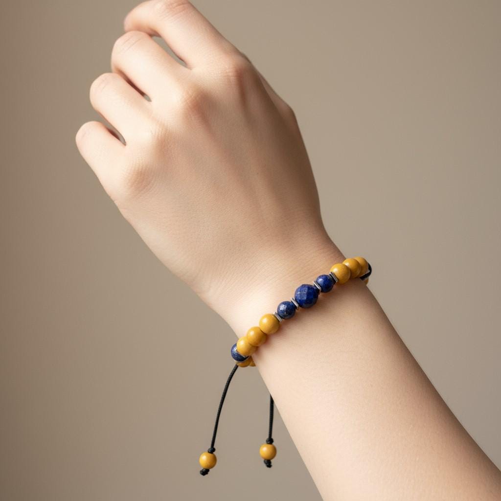 Lapis Lazuli & Mookaite Jasper Bracelet – Waterproof Adjustable Gemstone Bracelet