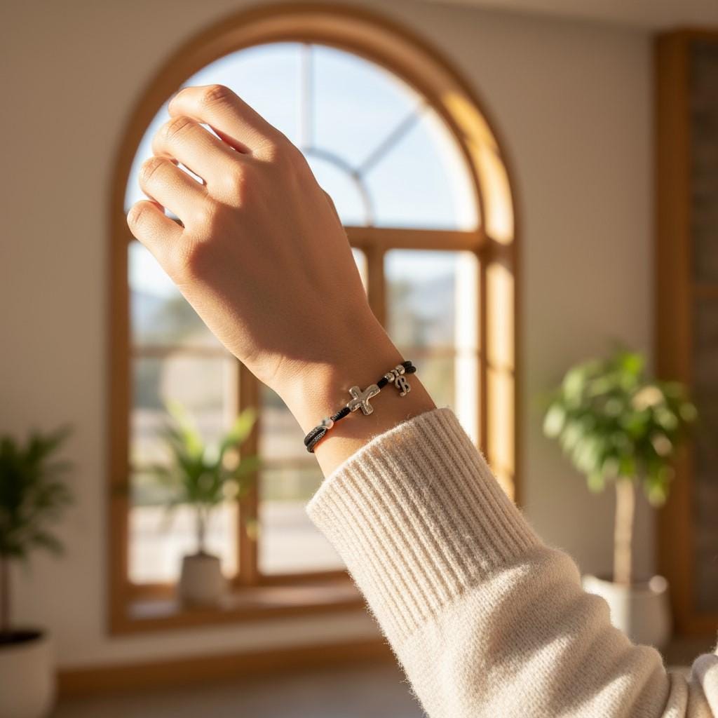 Silver Sideways Cross Bracelet - gift packaging