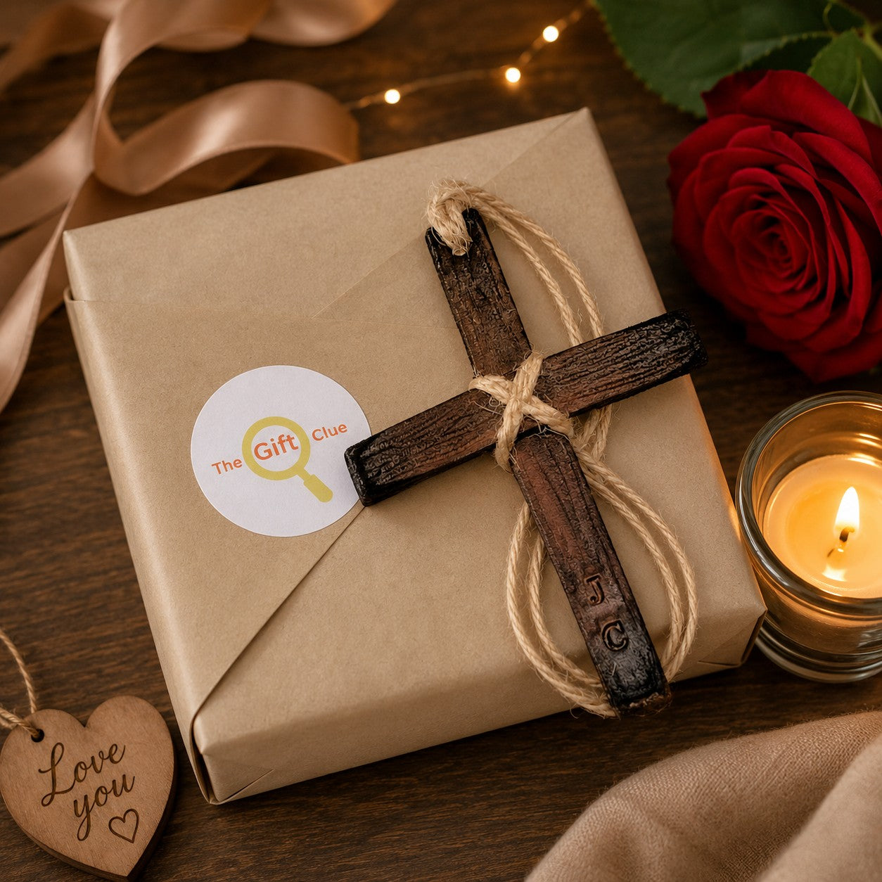 Leather Cross Christmas Ornament – Personalized Rearview Mirror Cross, Handmade Christian Gift