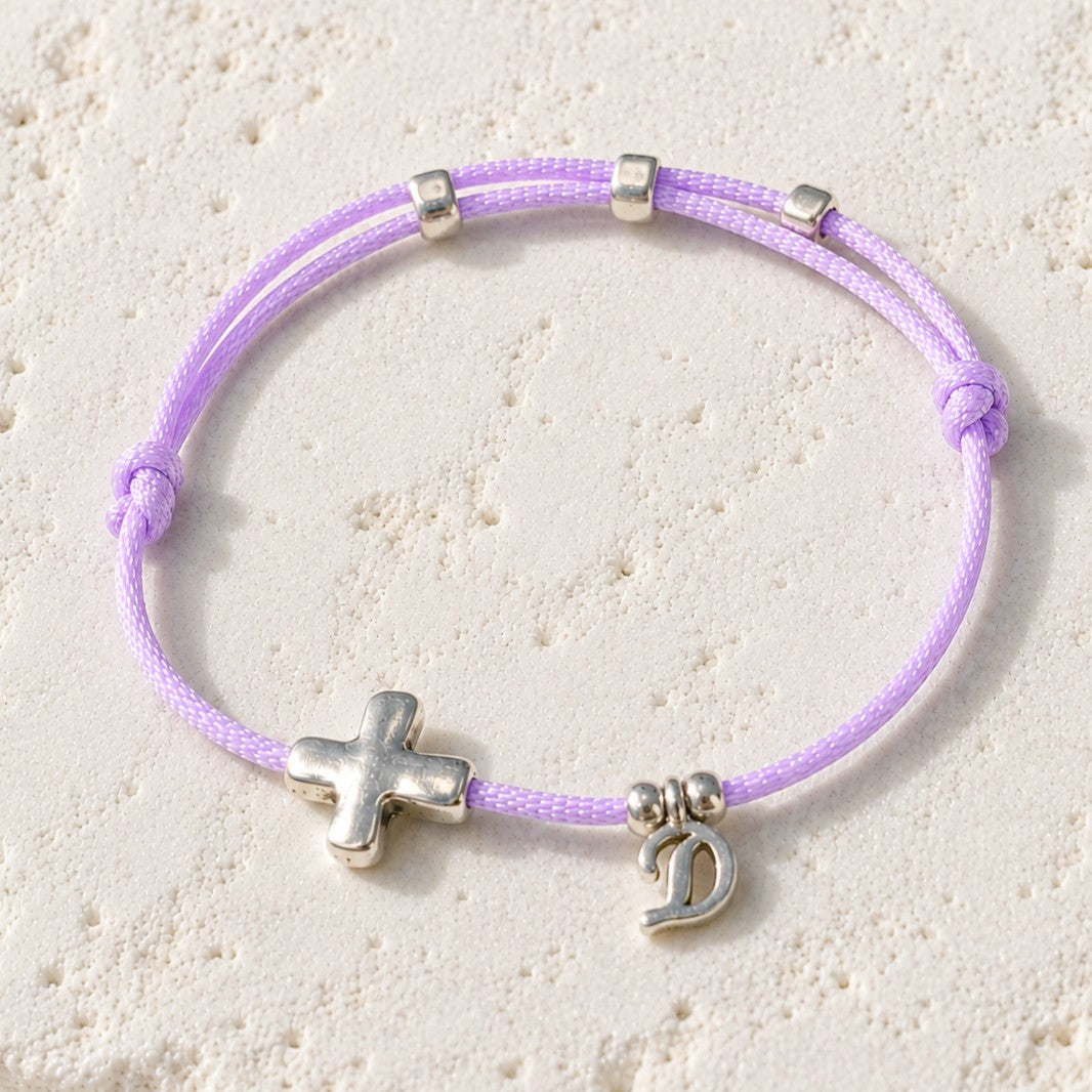 Silver Sideways Cross Bracelet - on model