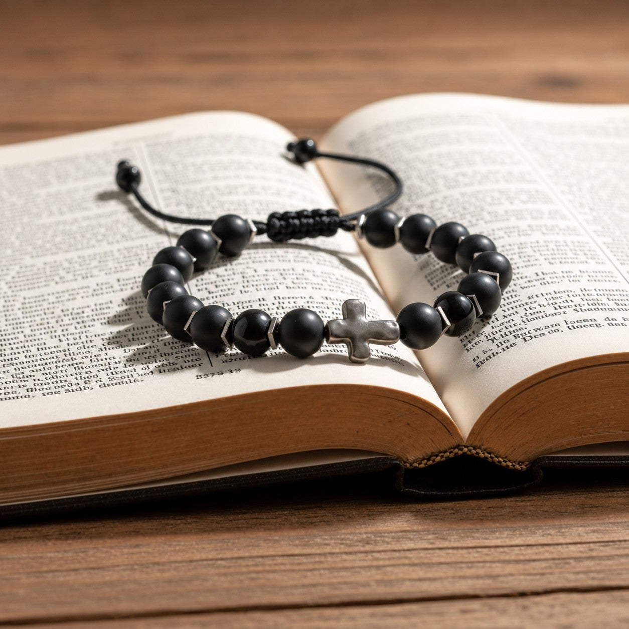 Black Onyx Cross Bracelet for Men and Women