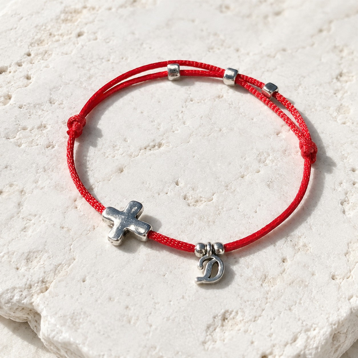 Silver Sideways Cross Bracelet - lifestyle photo