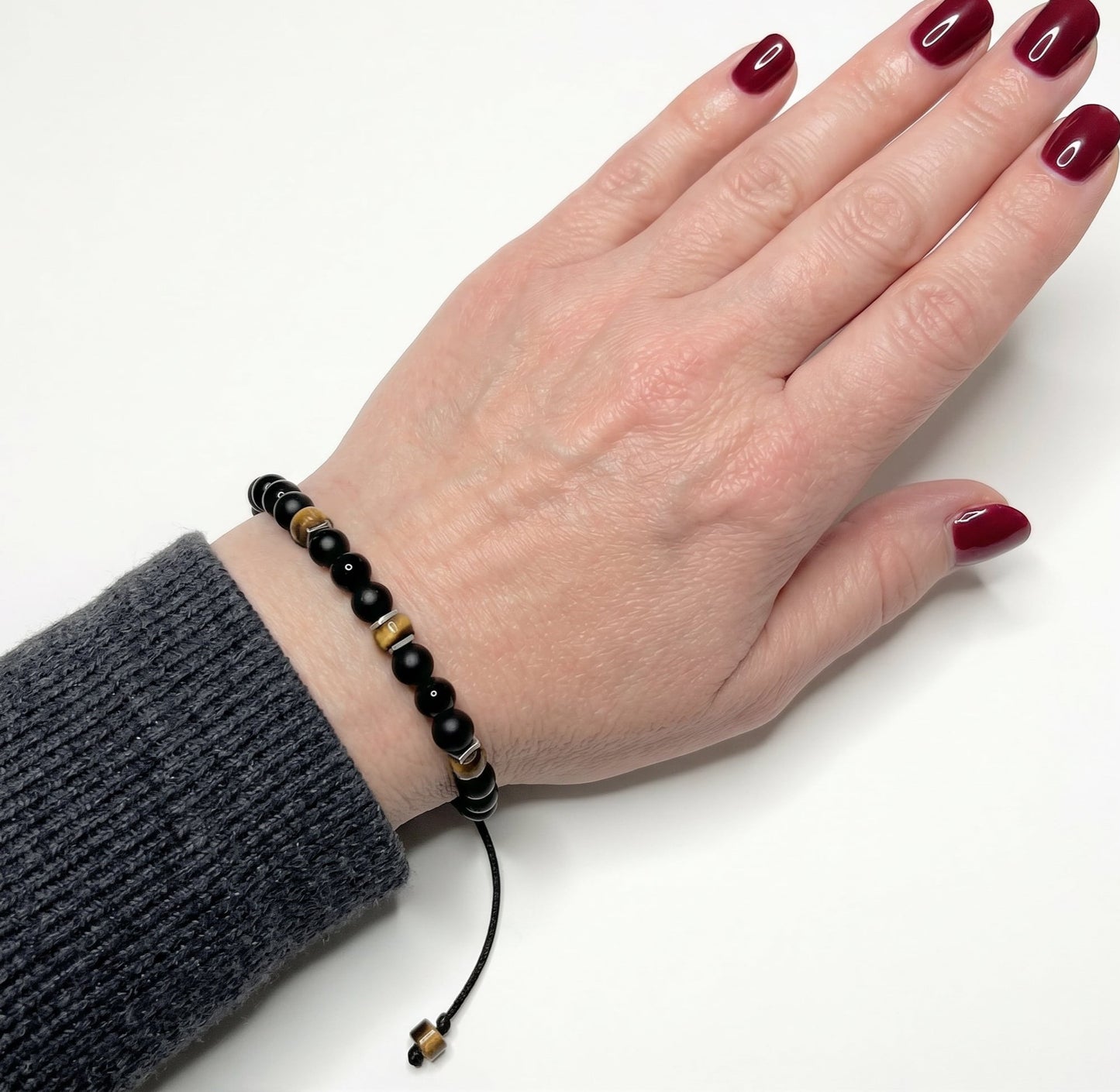 Tiger Eye & Tourmaline Protection Bracelet, Adjustable Waterproof Gemstone Gift for Him or Her - gift packaging