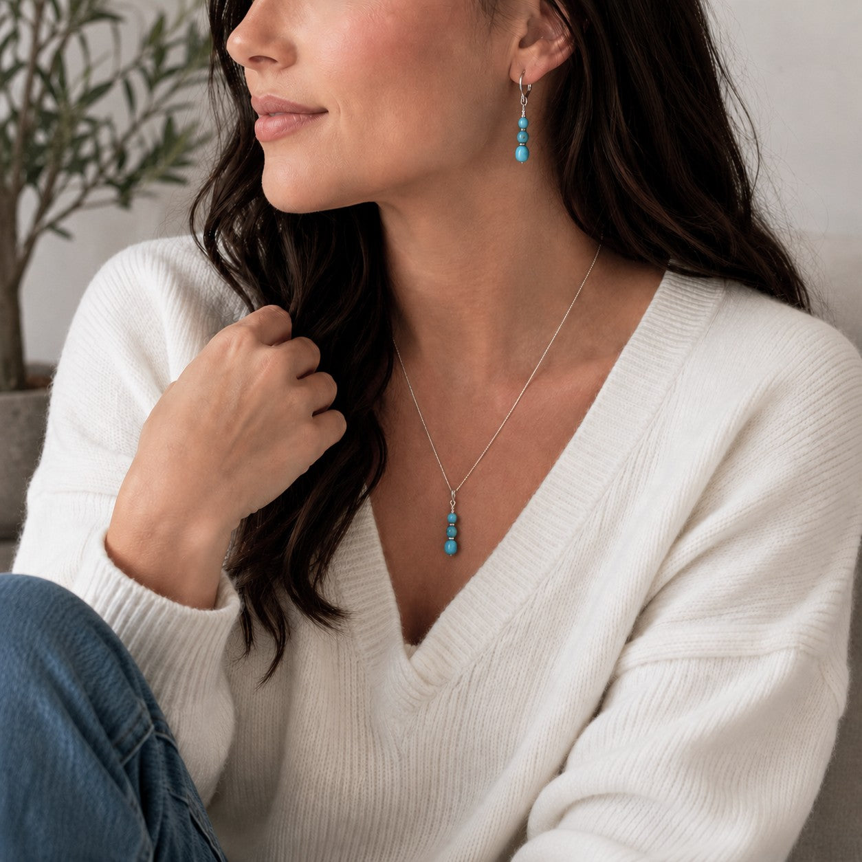 Sleeping Beauty Turquoise Jewelry Set – Sterling Silver Earrings & Pendant, Natural Arizona ... - gift packaging